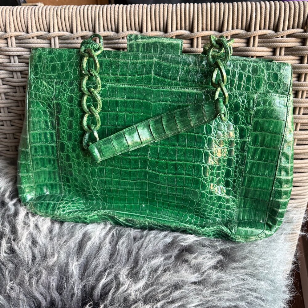 Nancy Gonzalez Chain Green Crocodile Bag